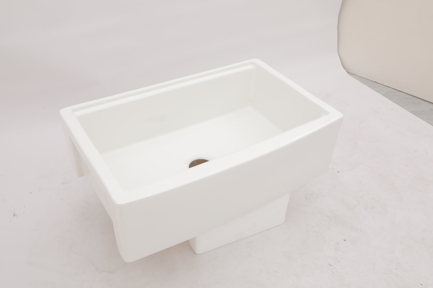 White Ceramic Farmhouse Sink Workstation - 33 inch Single Bowl Kitchen Farm Sink