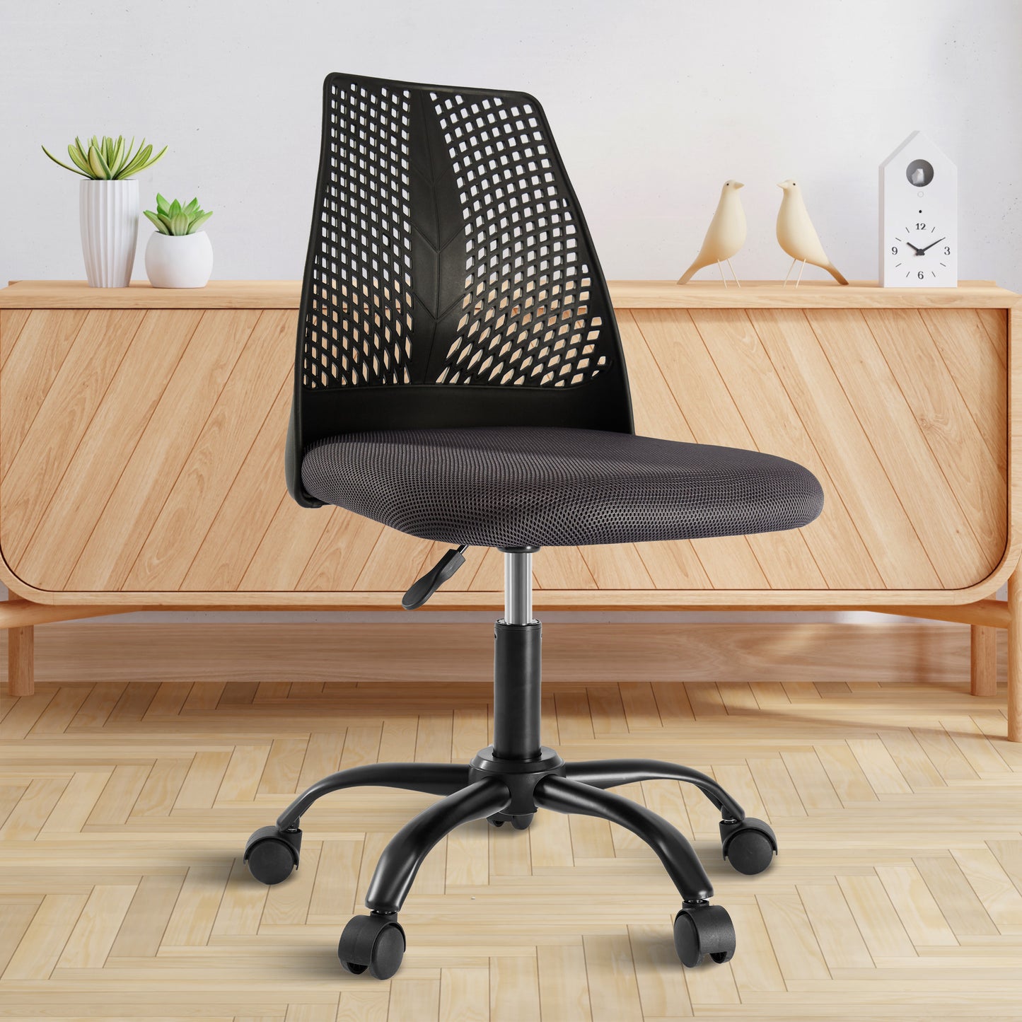 Ergonomic Office and Home Chair with Supportive Cushioning, Black & Gray