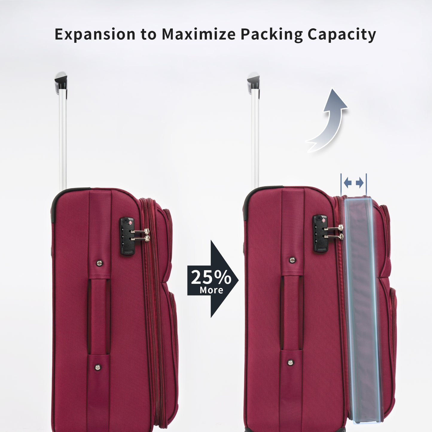 Softside Luggage Expandable 3 Piece Set Suitcase Upright Spinner Softshell Lightweight Luggage Travel Set