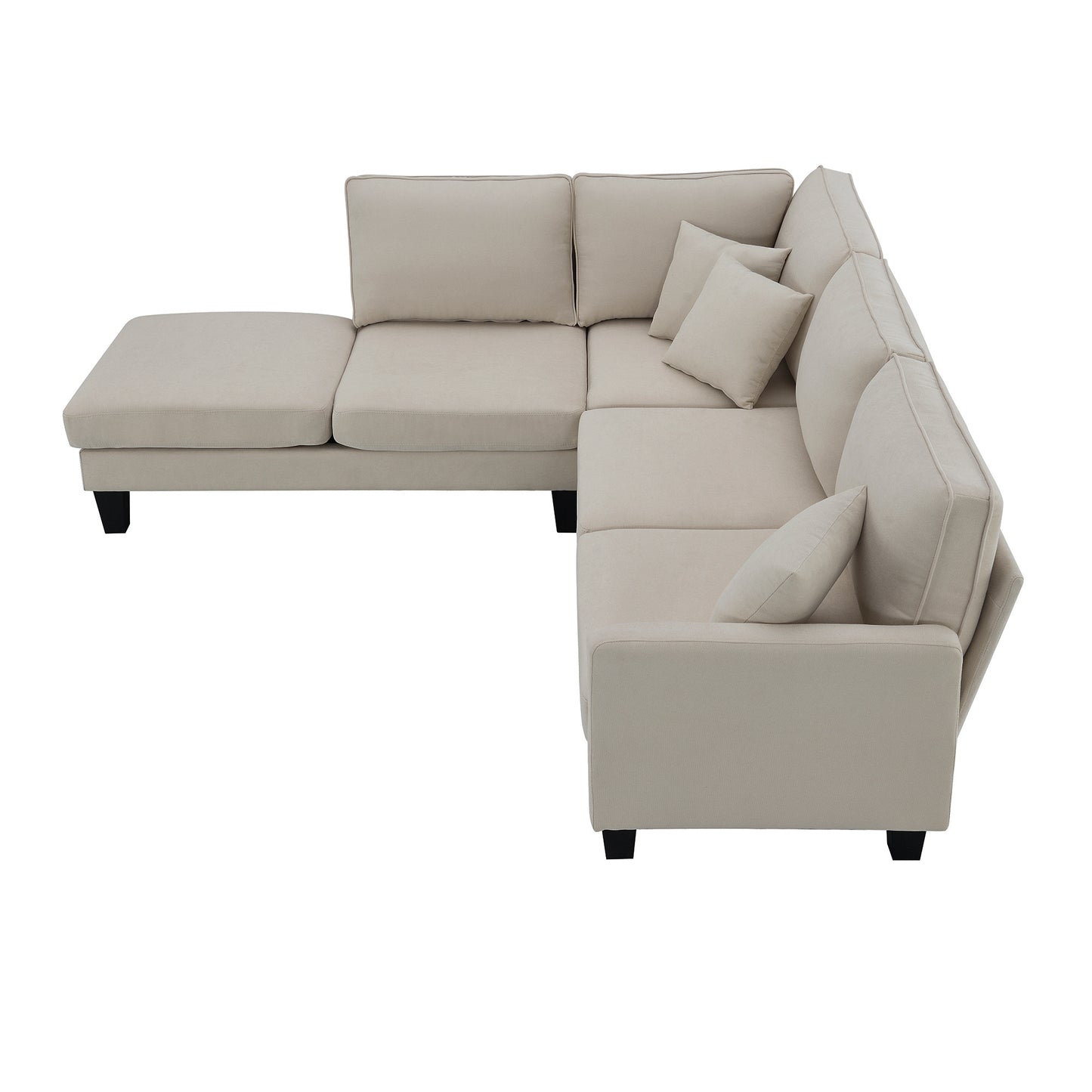 Terrycloth Minimalist L-Shaped Sectional Sofa with Chaise Lounge