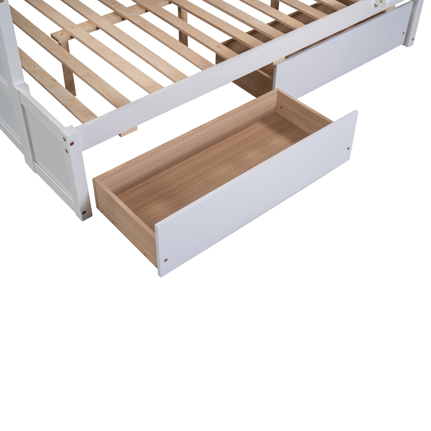 Twin Over Full Bunk Bed with Storage in White - Stylish Space-Saving Solution