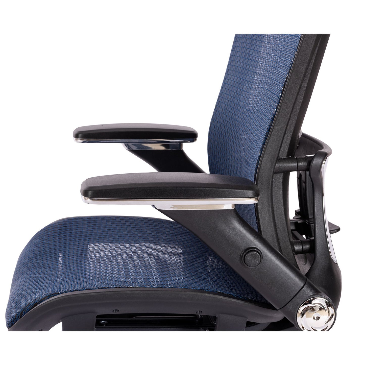 BLUE Ergonomic Mesh Office Chair, High Back - Adjustable Headrest with Flip-Up Arms, Tilt and lock Function, Lumbar Support and blade Wheels, KD chrome metal legs