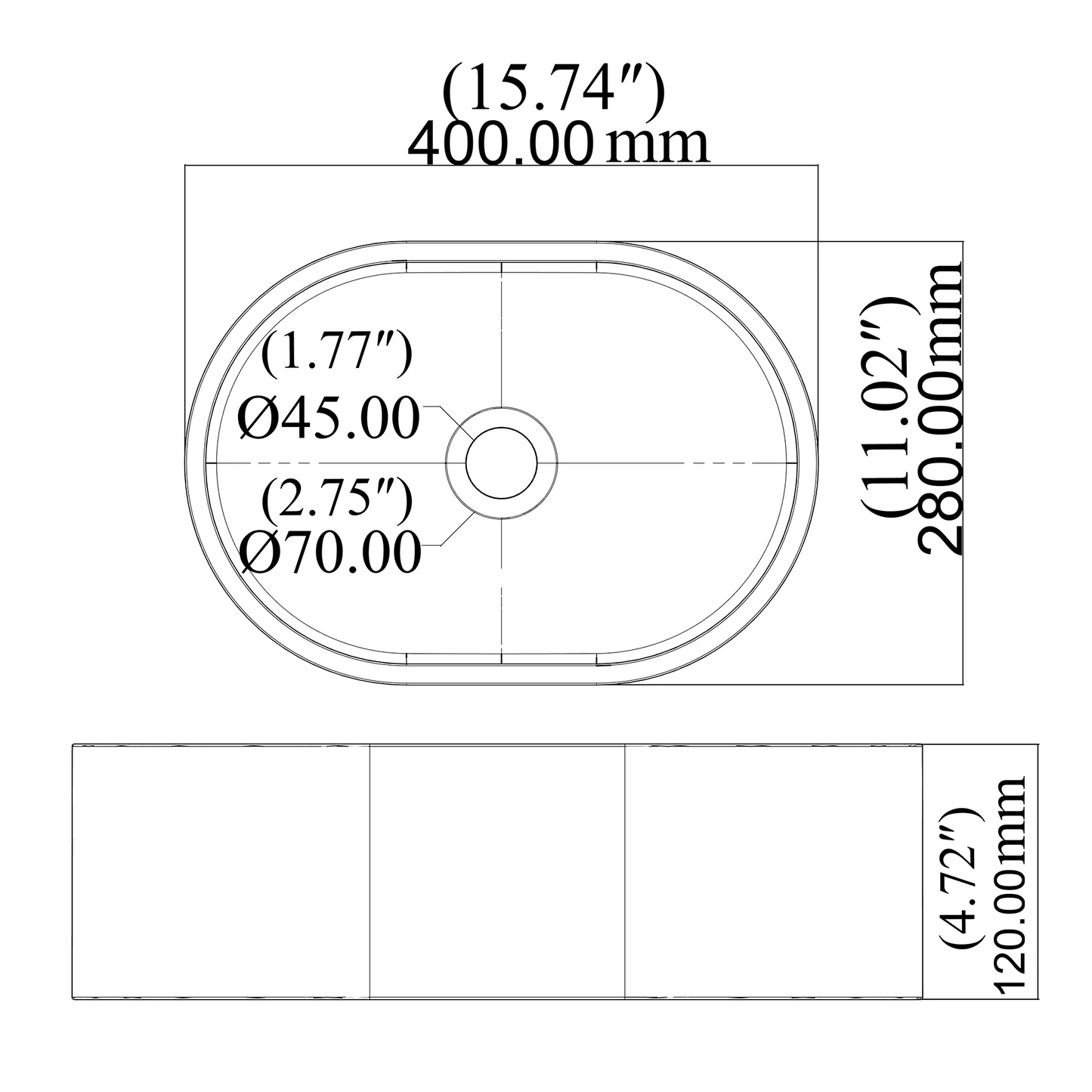 Double Oval Concrete Vessel Bathroom Sink Handmade Concreto Stone Basin Counter Freestanding  Bathroom Vessel  Sink in Grey without  Faucet and Drain