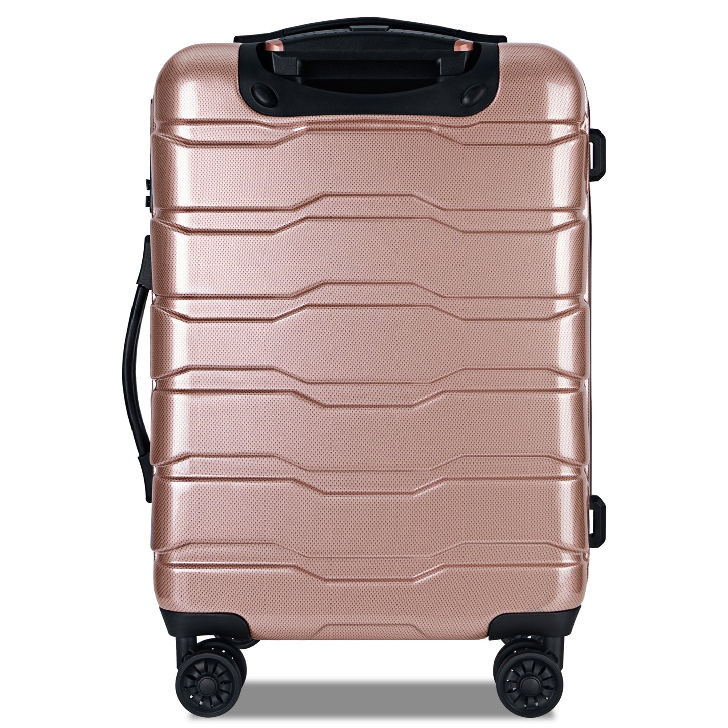 Luggage Sets  ABS+PC Hardshell 3pcs Clearance Luggage Hardside Lightweight Durable Suitcase sets Spinner Wheels Suitcase with TSA Lock  (20/24/28), RoseGold