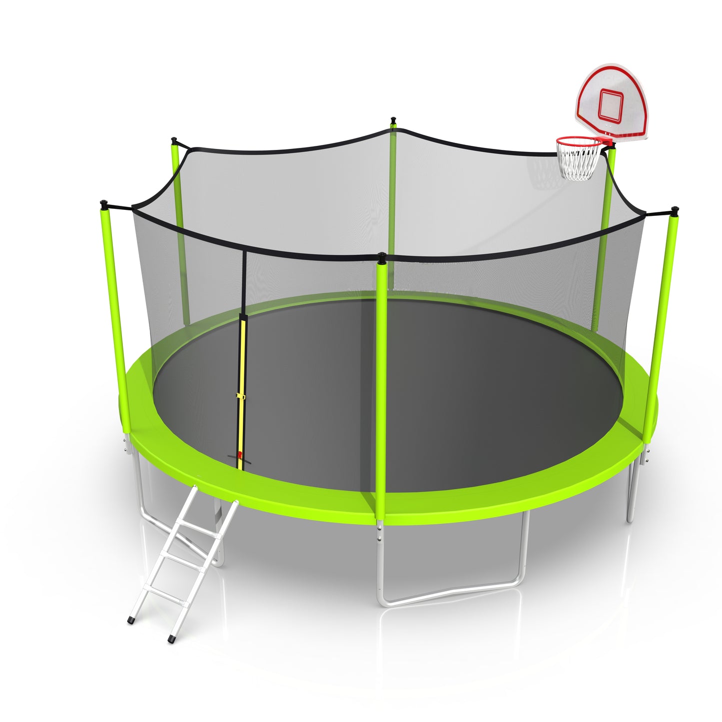 16ft Trampoline with Enclosure, New Upgraded Kids Outdoor Trampoline with Basketball Hoop and Ladder, Heavy-Duty Round Trampoline.