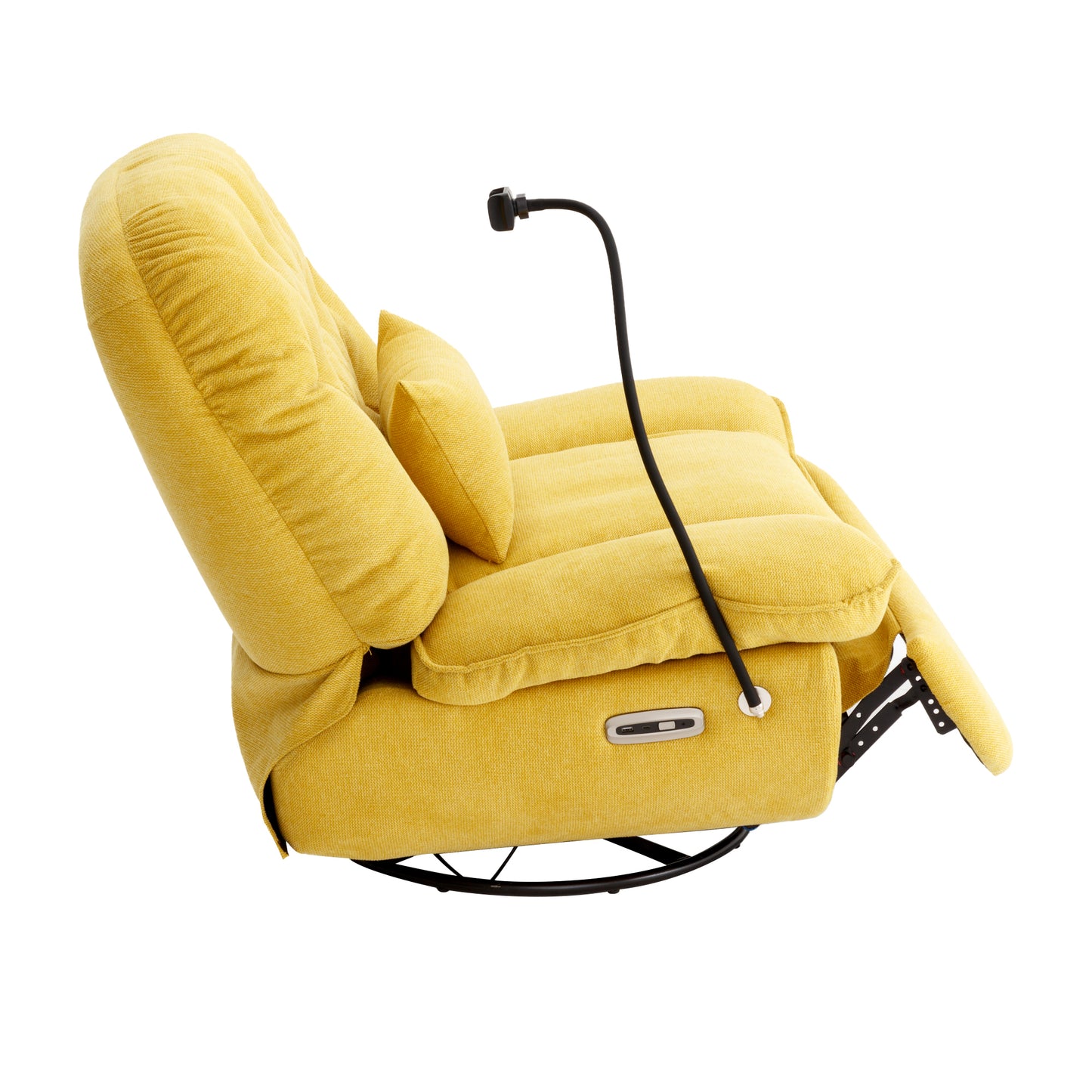 Yellow Power Recliner with Voice Control and Bluetooth Music Player