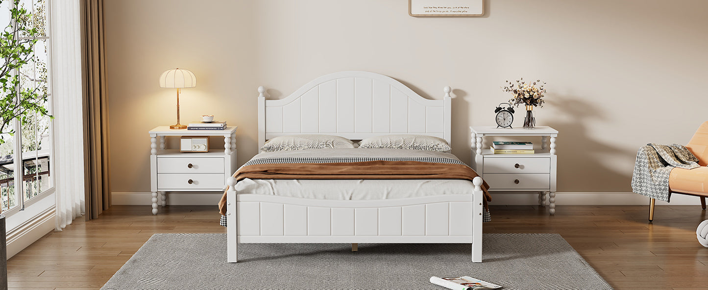 Traditional Concise Style White Solid Wood Platform Bed, No Need Box Spring, Queen (Old sku:BS295901AAA)