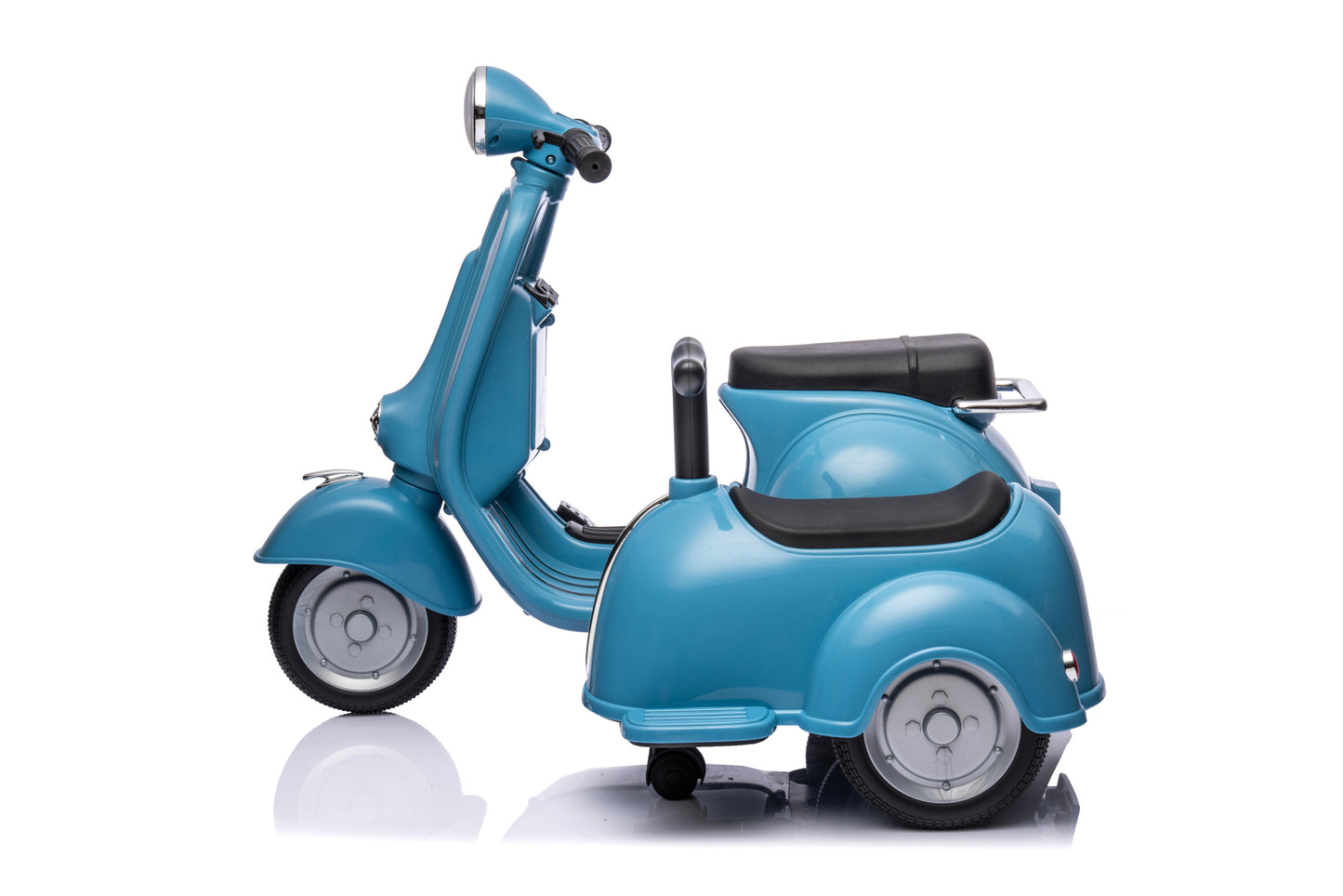 6V LICENSED Vespa Scooter Motorcycle with Side Car for kids, Blue