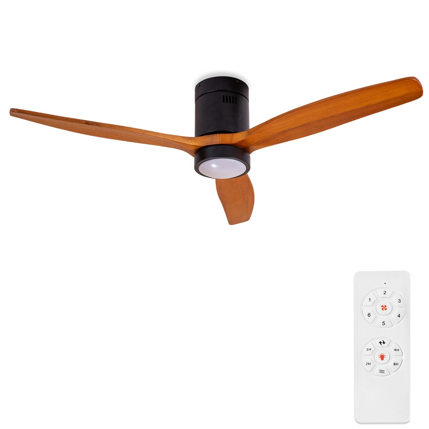 52 Inch Solid Wood Ceiling Fan with Dimmable LED Lights and Remote Control