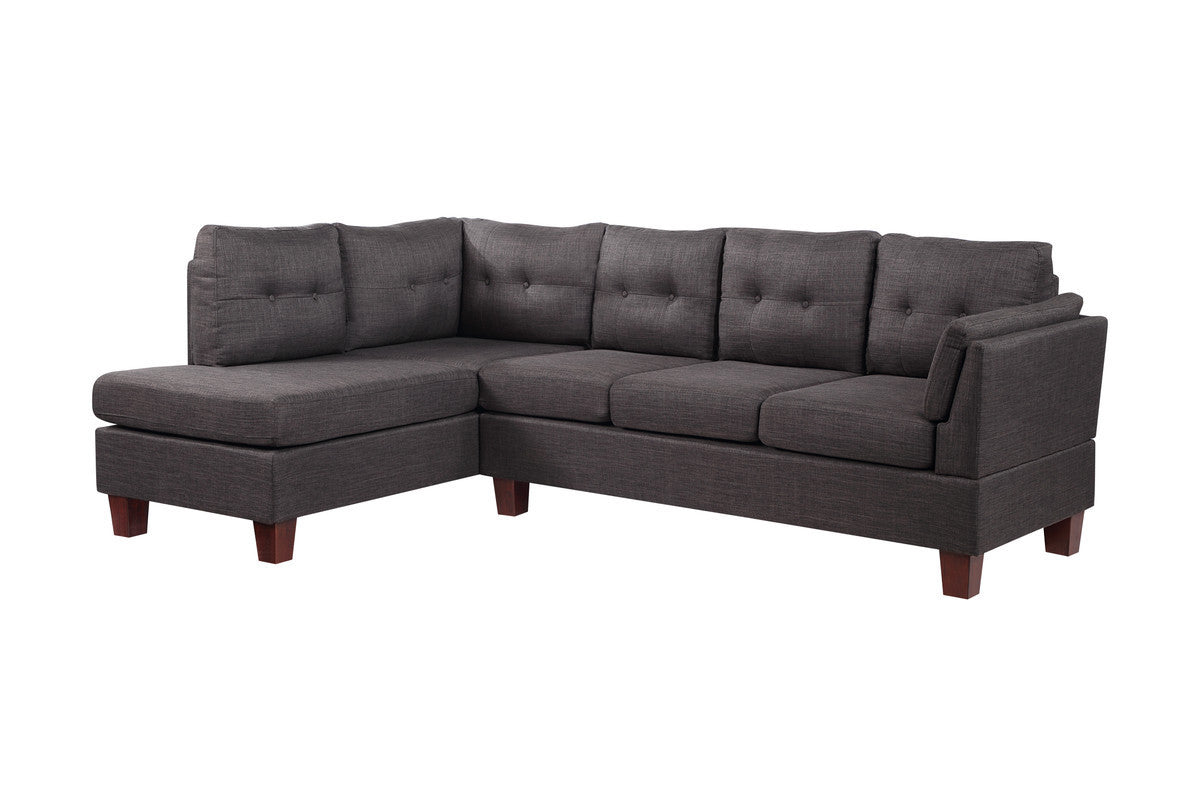 Dalia Contemporary Dark Gray Linen Sectional Sofa with Left Chaise Configuration