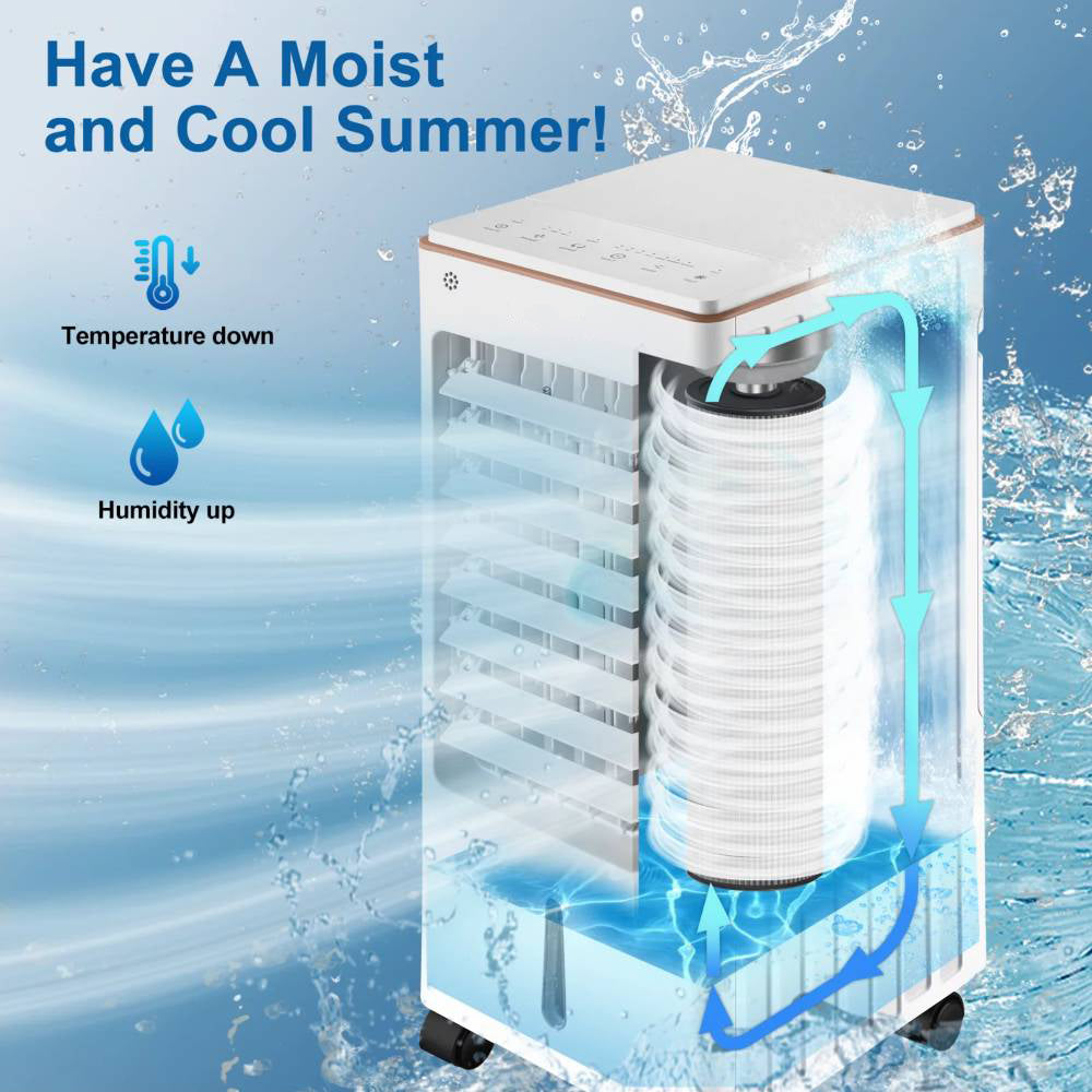 Portable 3-in-1 Air Cooler Fan with Anion Humidify and Remote Control