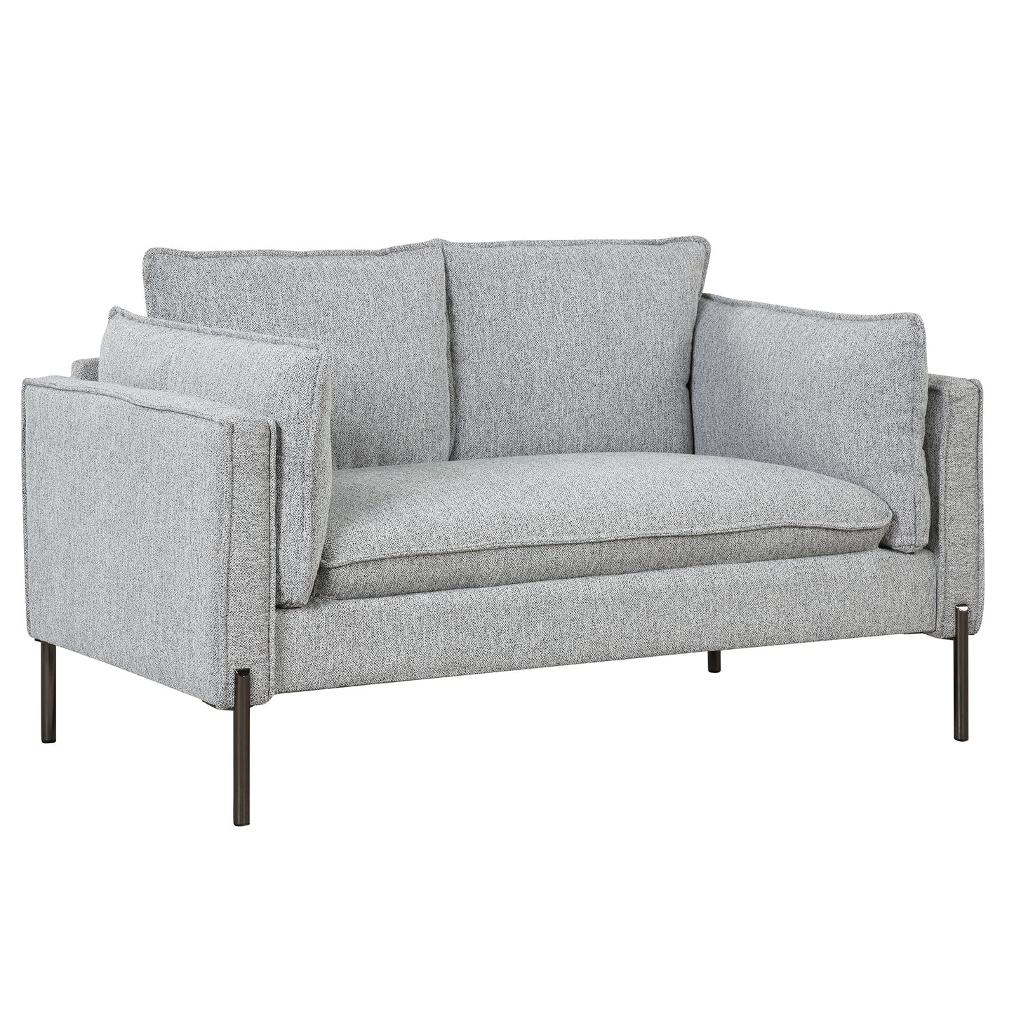 Modern Linen Fabric Upholstered Loveseat and 3-Seat Couch Set with USB Charging Ports