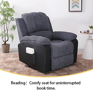 Corduroy + PU material thickened with side pockets armrests ergonomic power sofa chair with 8-point massage heating function