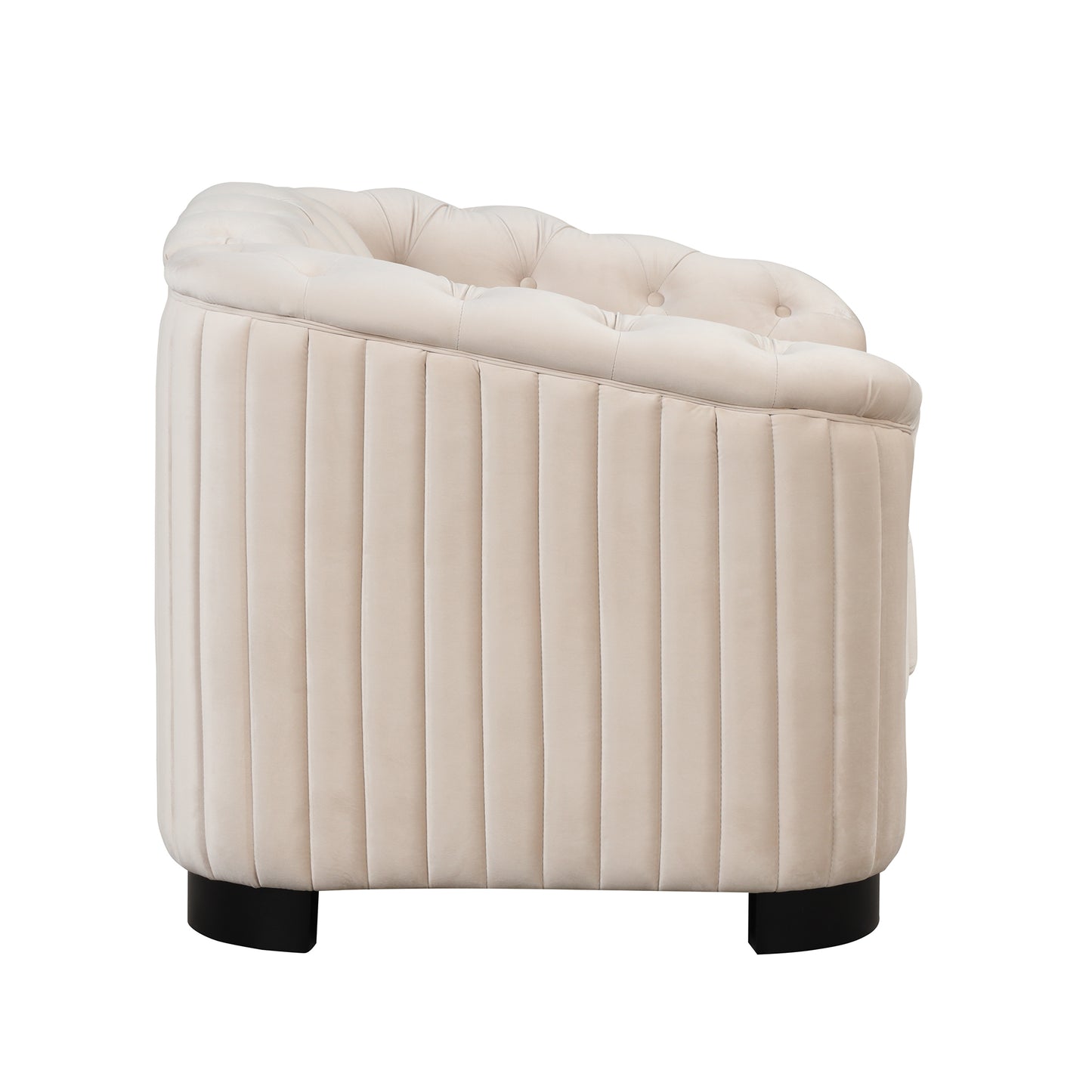 41.5 Beige Velvet Single Sofa Chair with Removable Seat Cushion