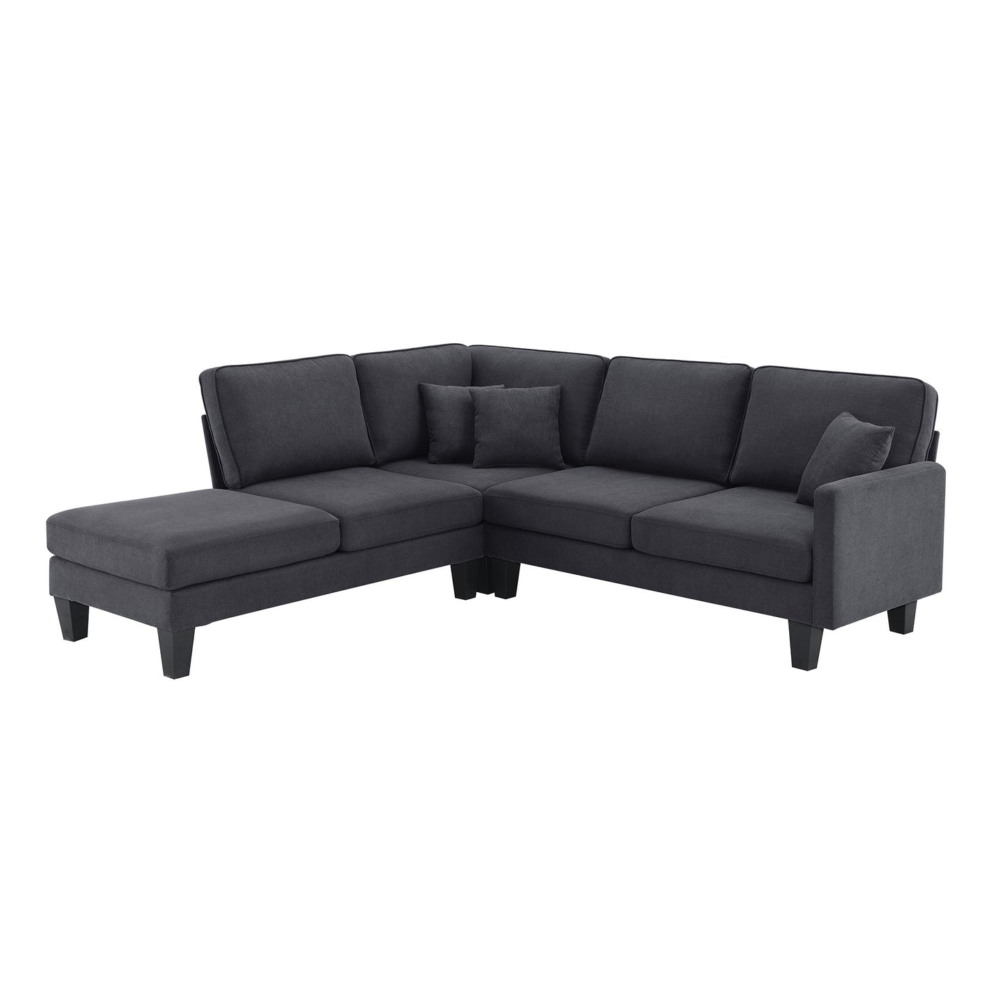 Terrycloth L-Shaped Sectional Sofa with Chaise Lounge and 3 Pillows