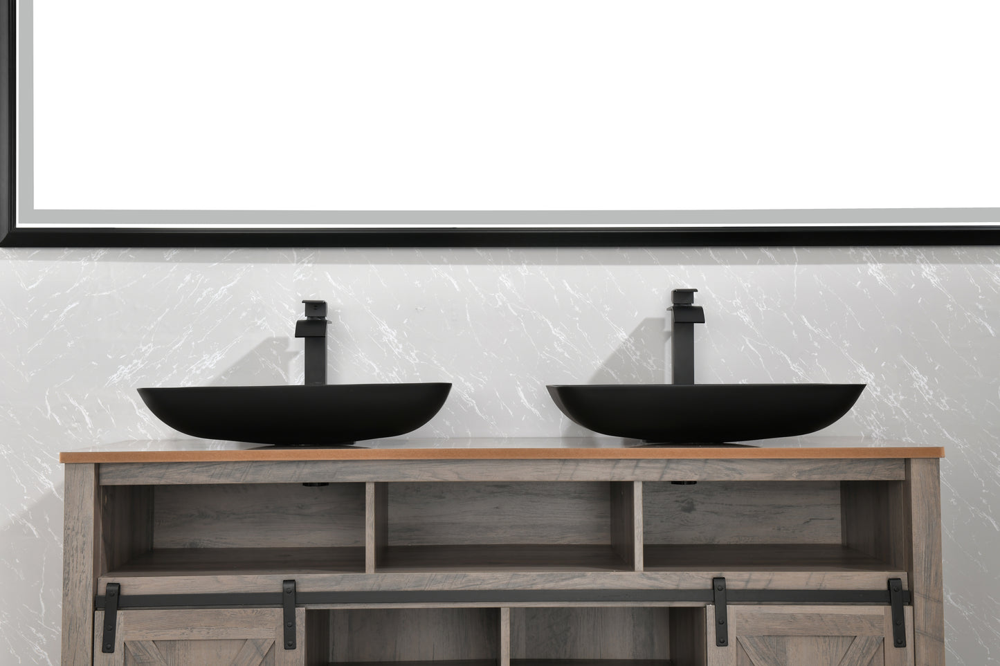 Black Matte Glass Rectangular Vessel Bathroom Sink Set with Faucet and Pop-Up Drain