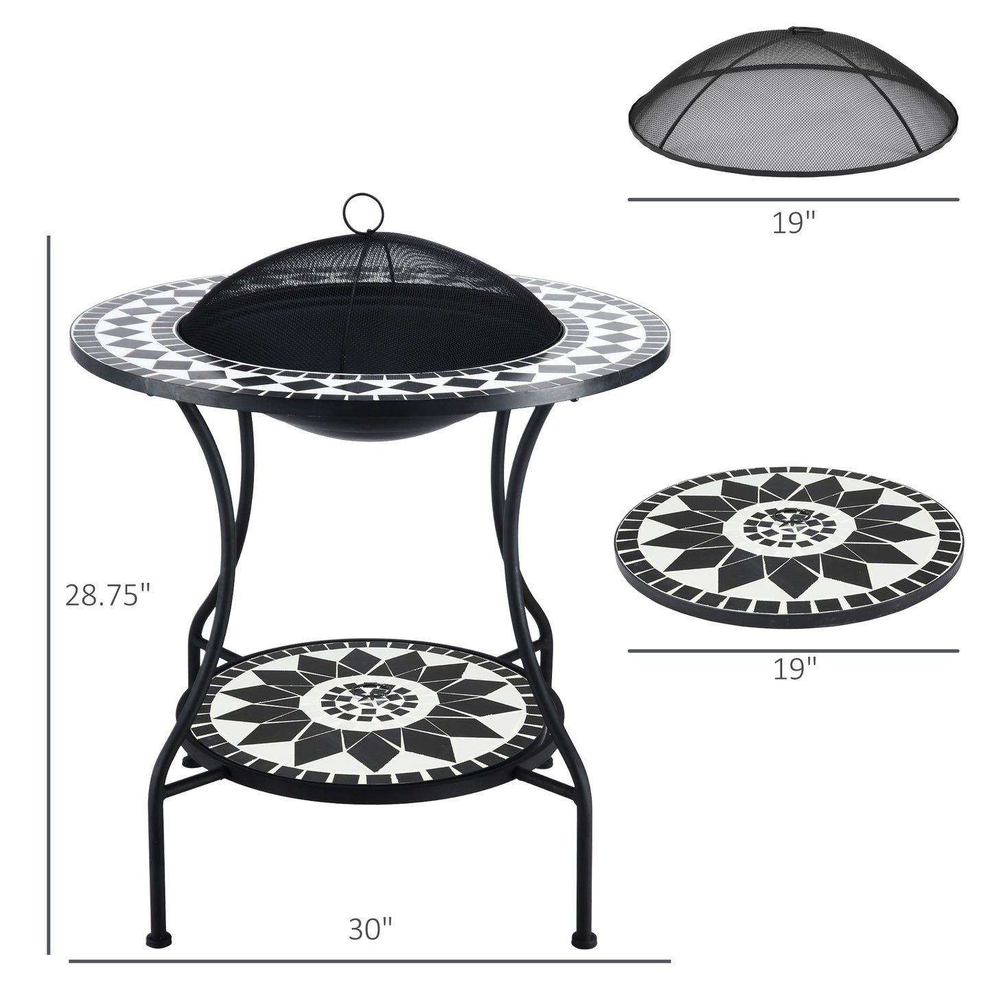 Outsunny 30 3-in-1 Outdoor Fire Pit Dining Table with Ice Bucket and Storage Shelf