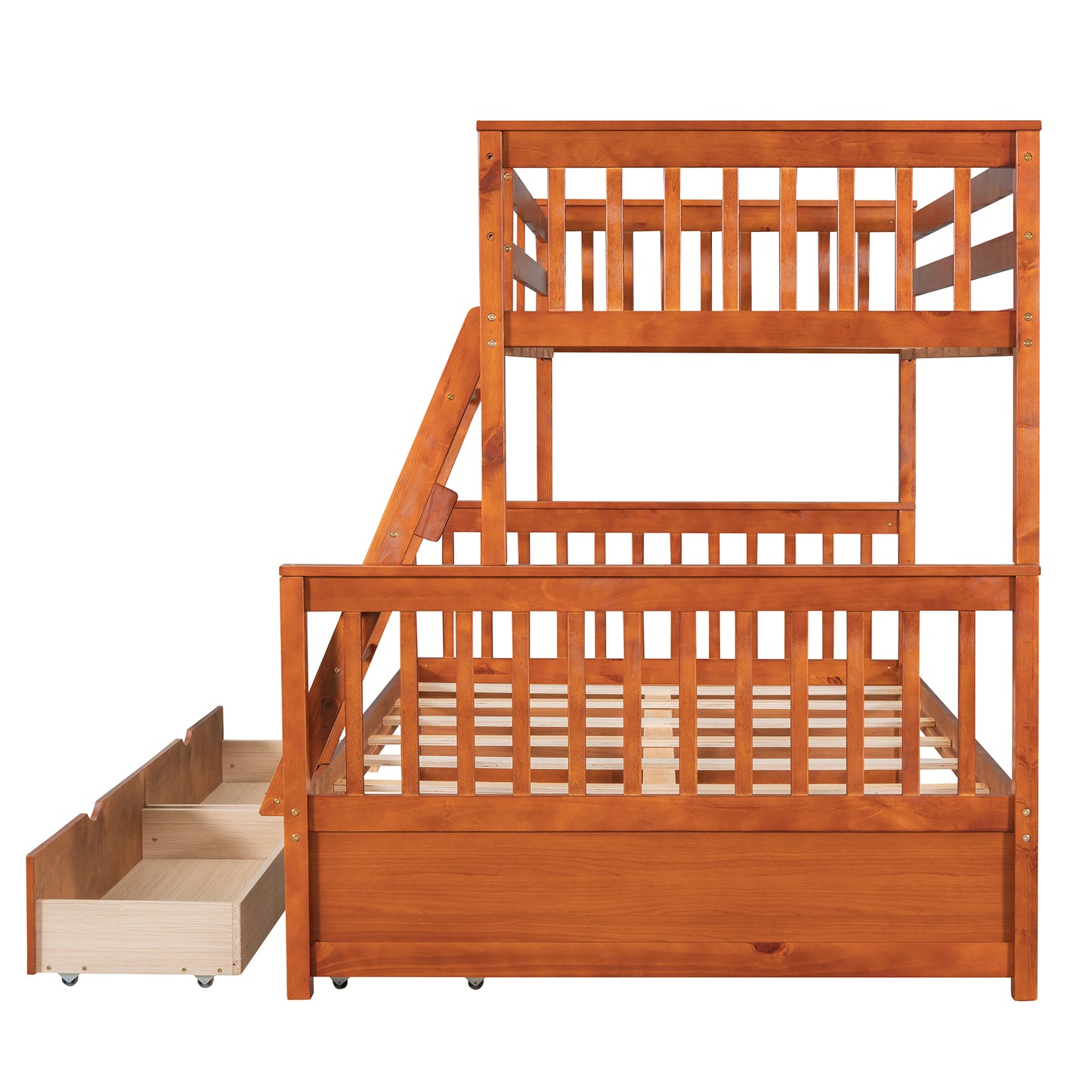 Twin-Over-Full Bunk Bed with Storage Drawers - Solid Pine Wood Sleepover Solution