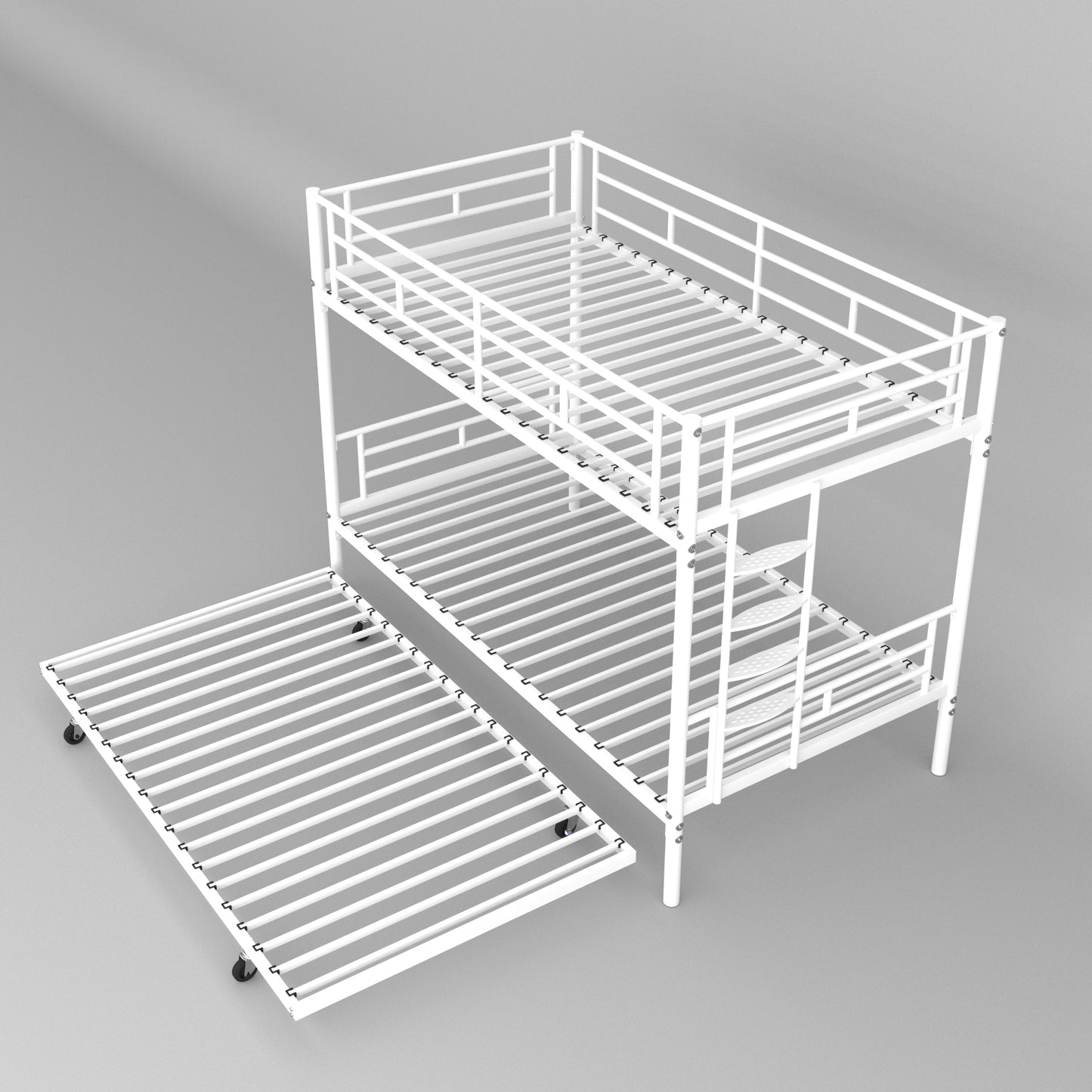 Bunk Bed with Trundle Twin over Twin in White - Sturdy, CPC Certified, Easy Assembly