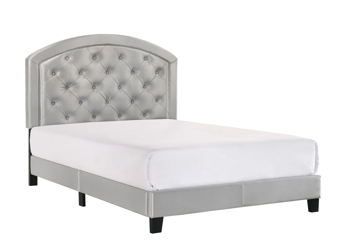 Full Upholstered Platform Bed with Adjustable Headboard 1pc Full Size Bed Silver Fabric