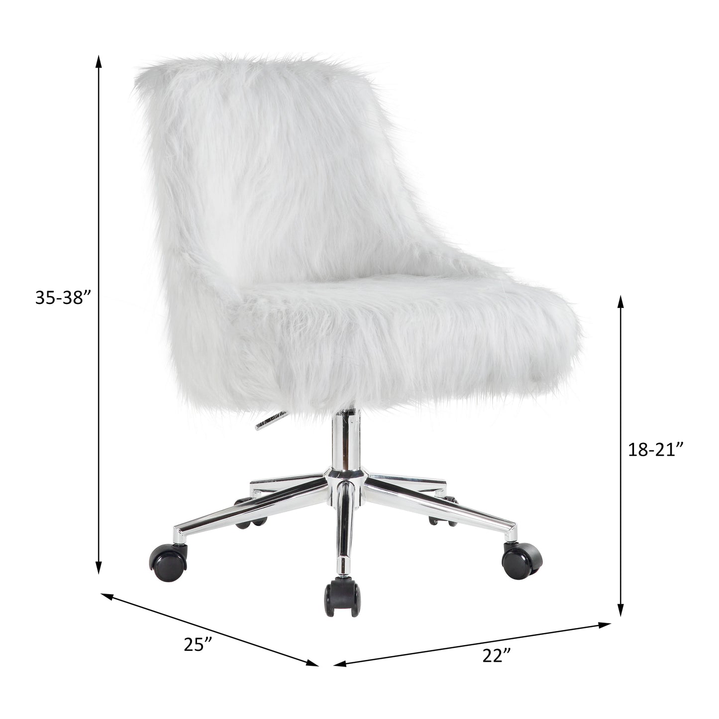 Arundell II Office Chair in White Faux Fur & Chrome Finish OF00122