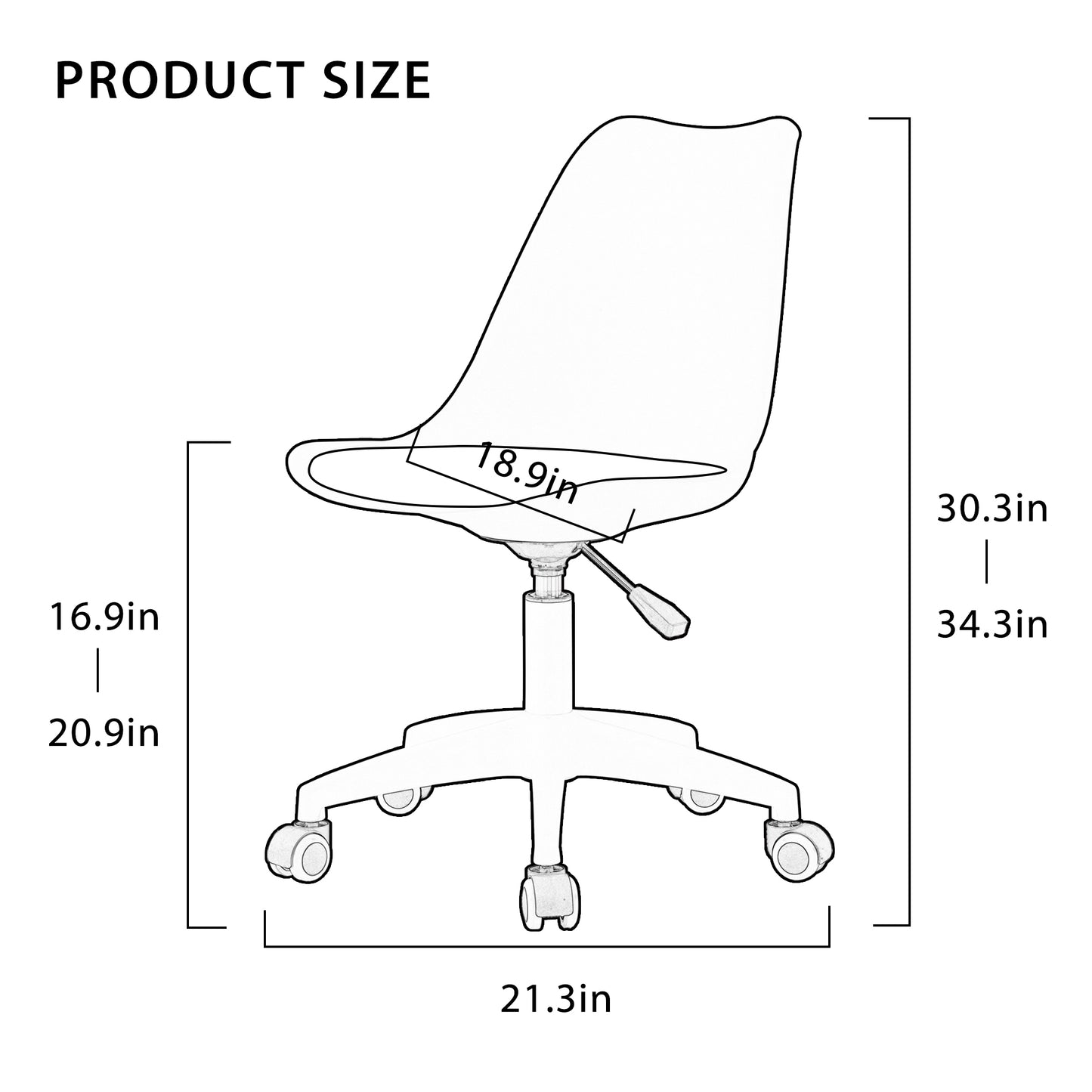 Modern Home Office Desk Chairs, Adjustable 360 °Swivel  Chair Engineering  Plastic Armless Swivel Computer  Chair With Wheels for Living Room, Bed Room Office Hotel Dining Room and Transparent Color