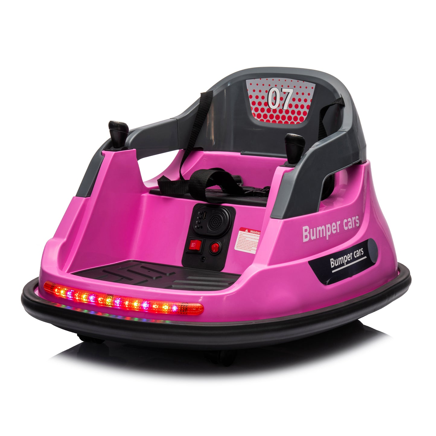 12V Pink Bumper Car with Remote Control and LED Lights