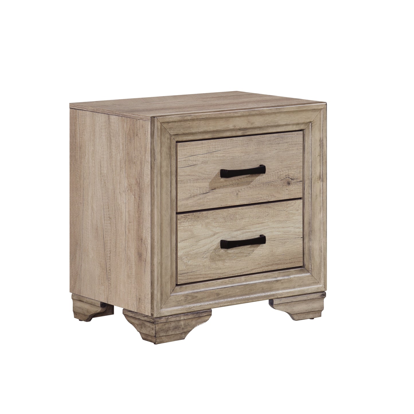 Contemporary Bedroom Furniture 1pc Nightstand of Drawers Natural Finish Melamine Laminate Bed Side Table