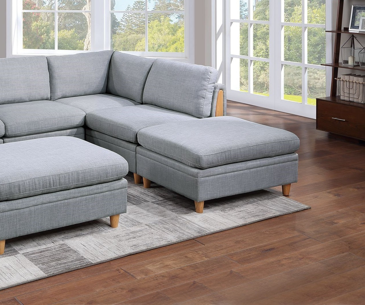 Elegant 6-Piece Light Grey Modular Sofa Set