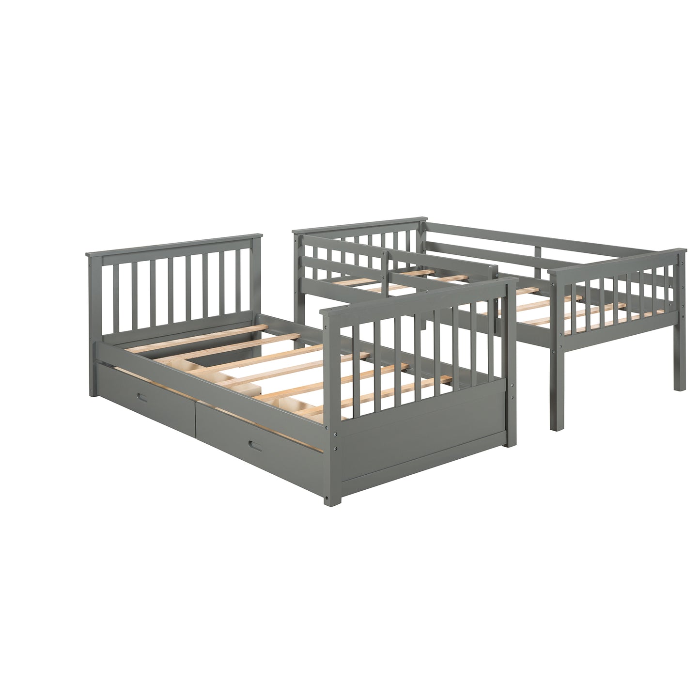 Gray Twin Bunk Bed with Two Drawers - Maximized Space and Versatile Galore