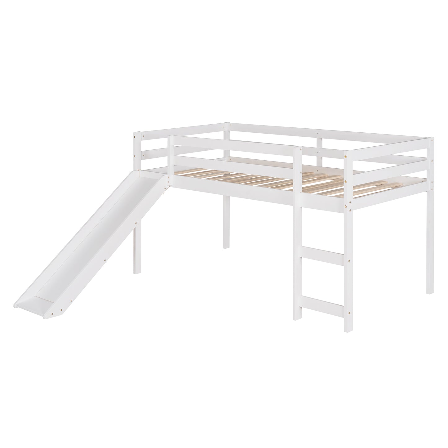 Loft Bed with Slide, Multifunctional Design, Twin (White)(: WF191904AAK)