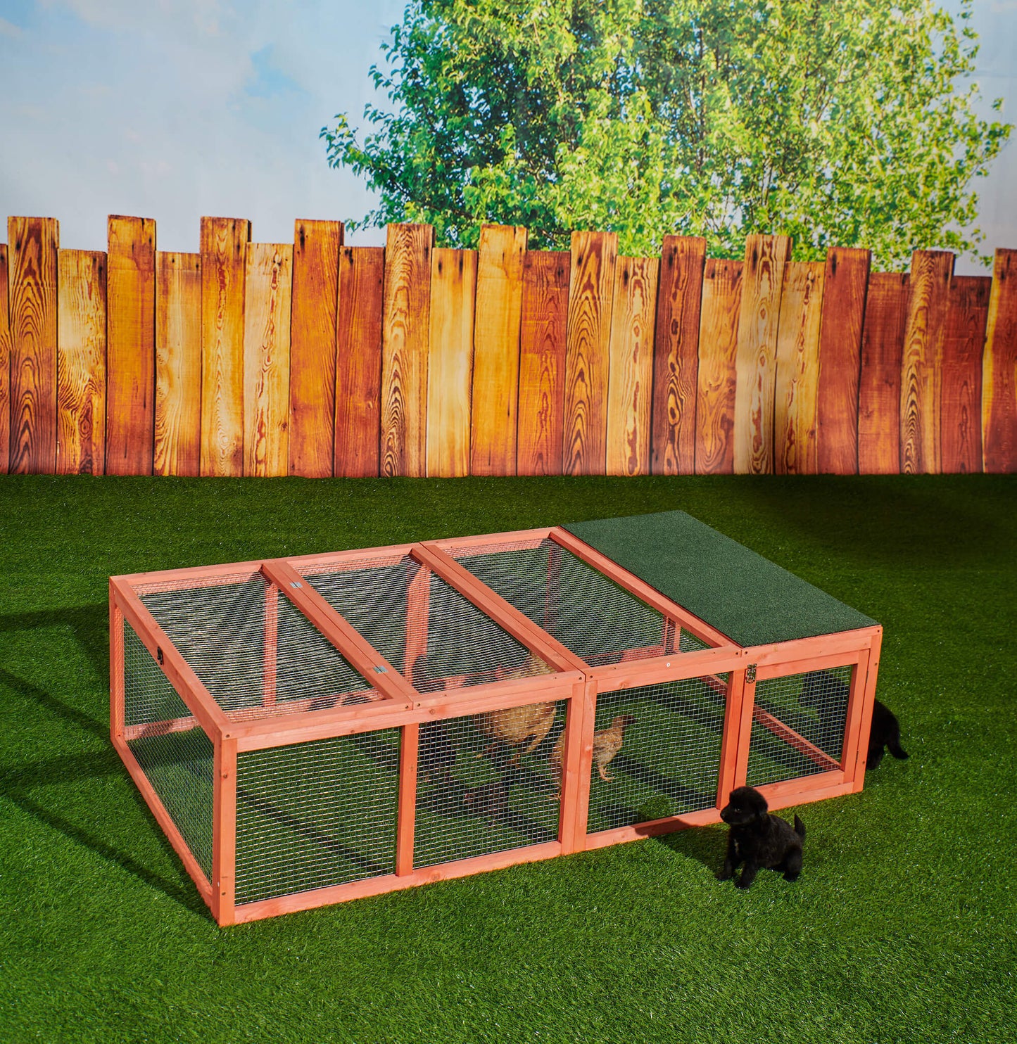 Rabbit Hutch W/ Mesh Wire, 70.9Lx39.4Wx 18.9H Inch