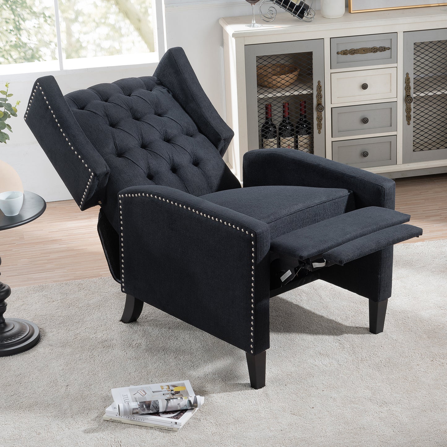 27.16 Wide Manual Wing Chair Recliner with Durable High Color Fastness Fabric