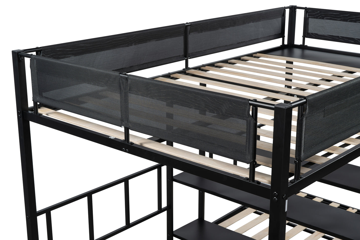 Metal Bunk Bed with Three Tiers Shelves