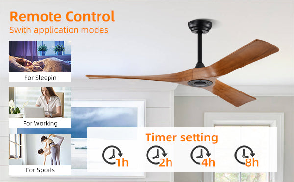 52 Modern Reversible DC Motor Indoor Ceiling Fan with Remote Control - Matte Black
