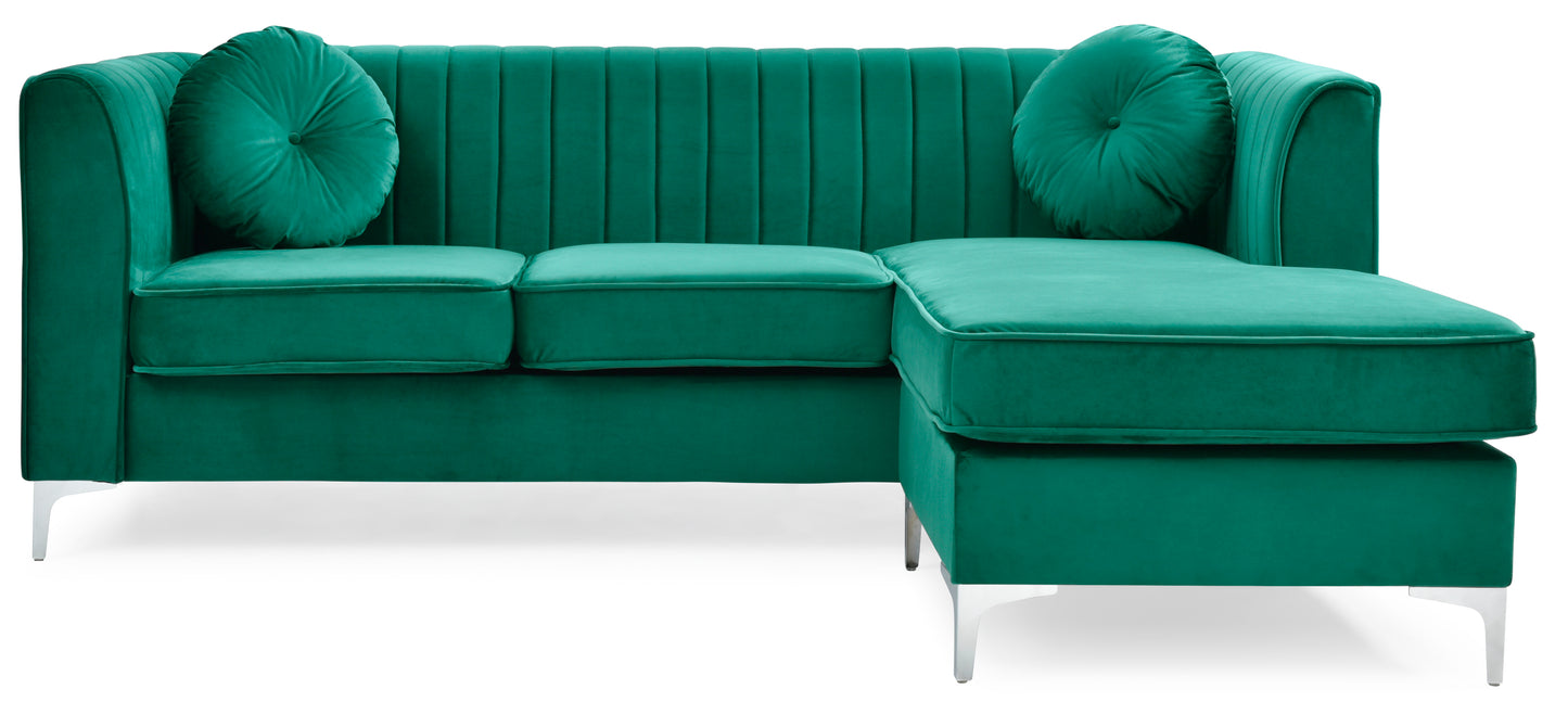 Delray G792B-SC Sofa Chaise in Elegant Green Velvet