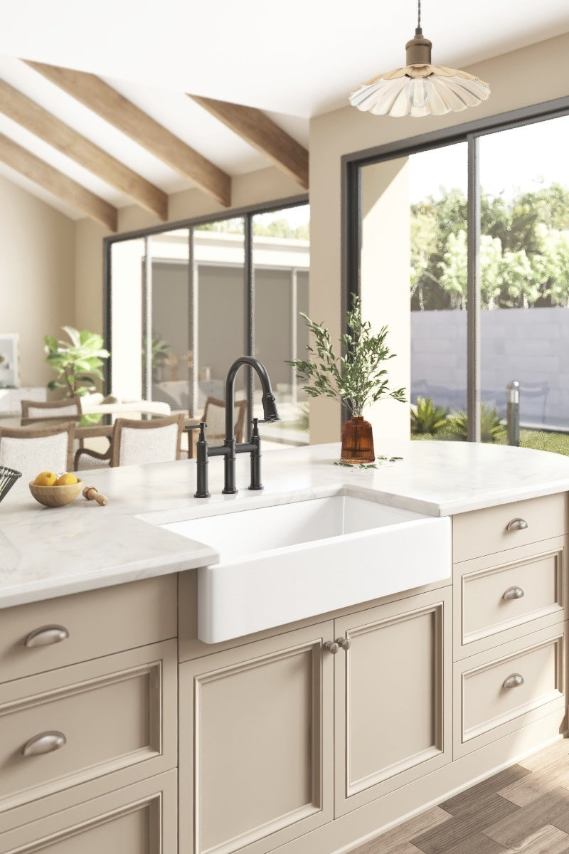 24-inch Farmhouse Style White Ceramic Kitchen Sink