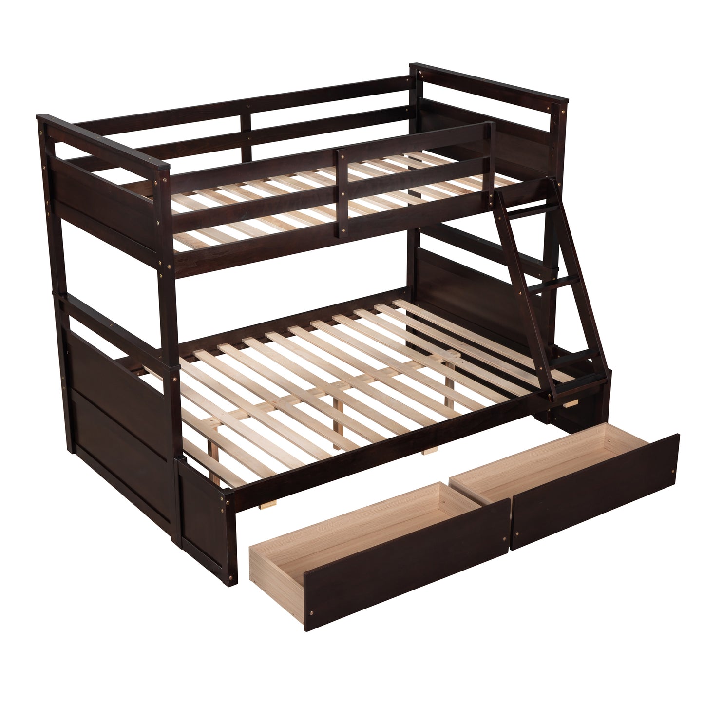 Espresso Twin over Full Bunk Bed with Storage and Drawers - Space-Saving Sleep Solution