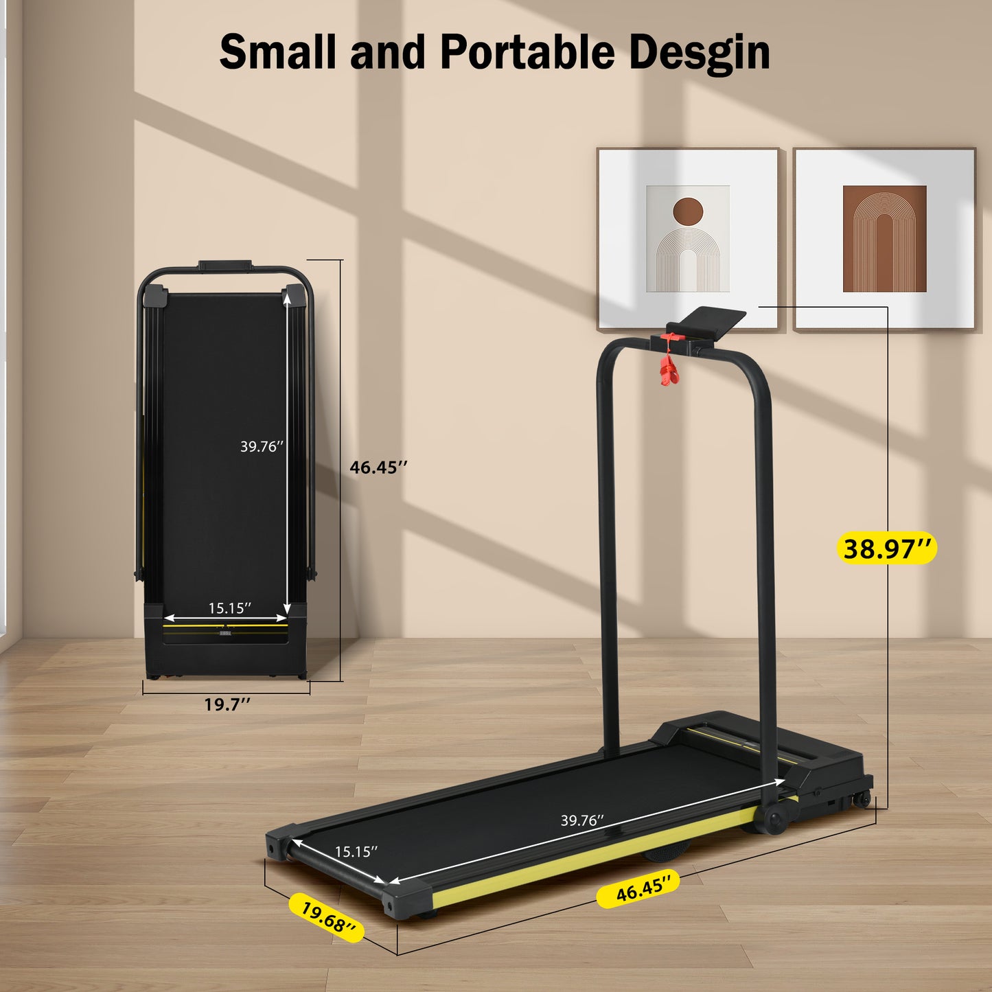 Treadmill-Walking Pad-Under Desk Treadmill 0.6-7.6MPH 2.5HP 2 in 1 Folding Treadmill-Treadmills for Home and Office