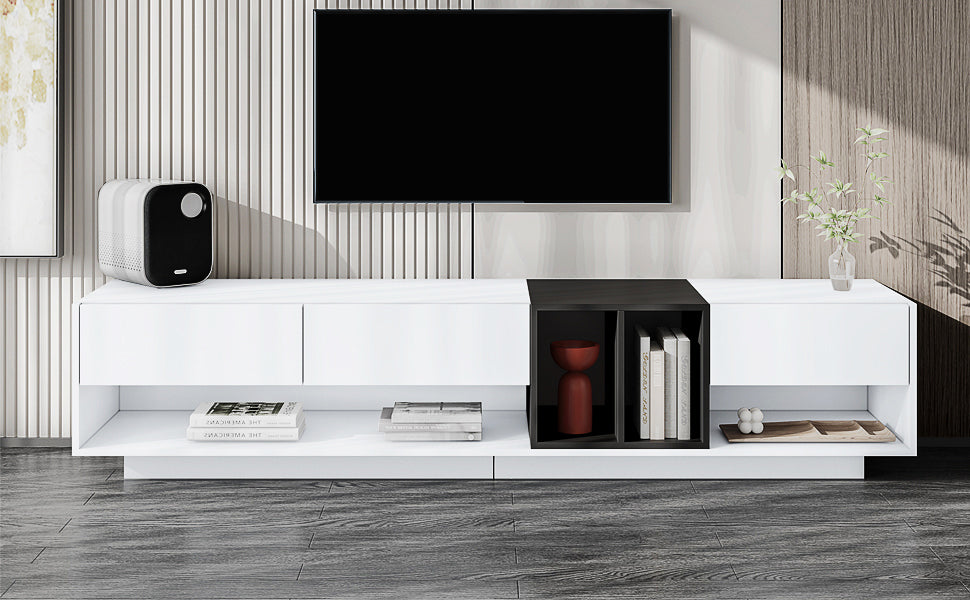 Elegant Two-Tone Media Console with Versatile Storage Solution for Living Room