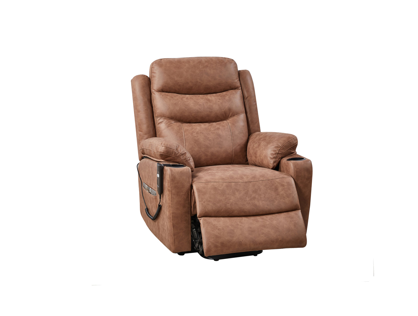 Electric Power Lift Recliner Chair with 3 Positions, Cup Holders, and Suede Fabric by Liyasi