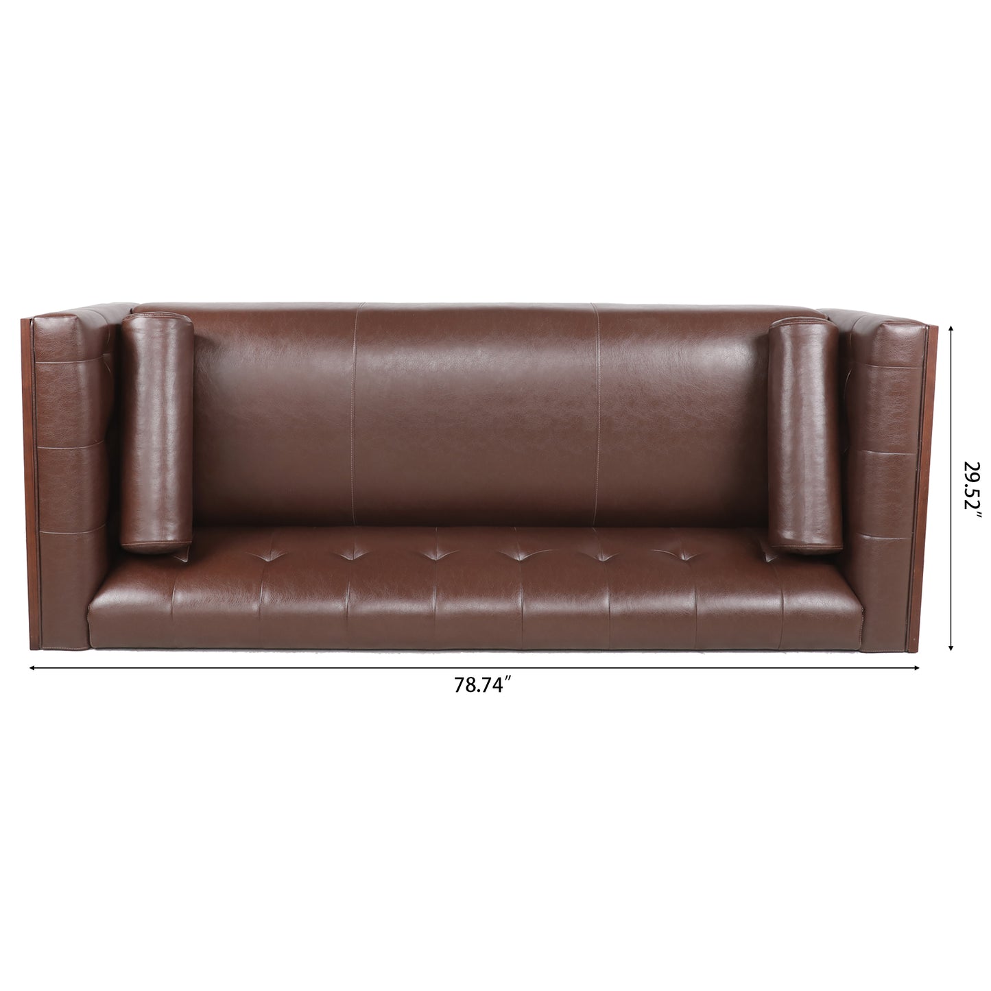 78.74 Elegant Wooden 3 Seater Sofa with Decorative Arms