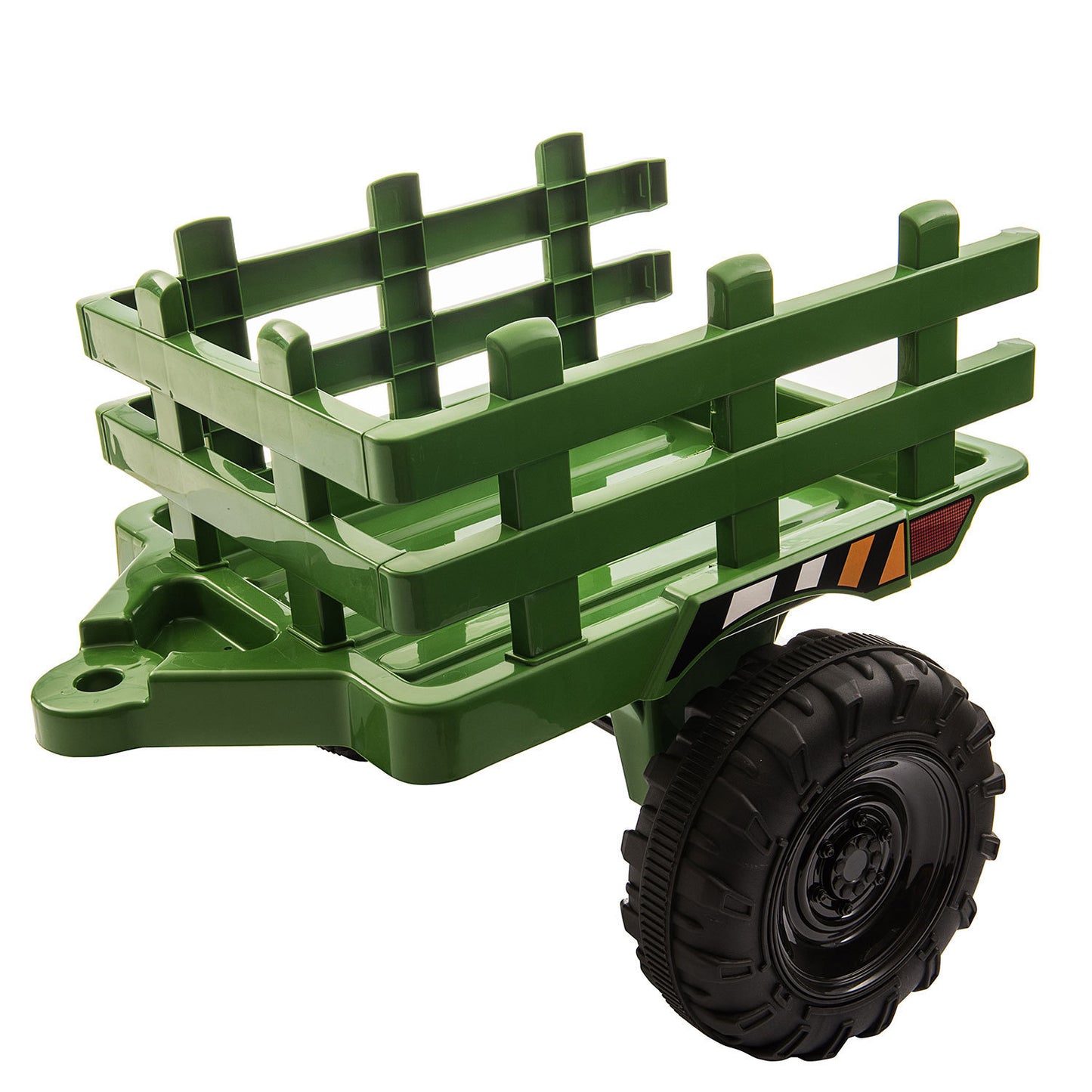 12V Kids Dark Green Ride-On Tractor with Trailer, Music, LED Lights, and USB