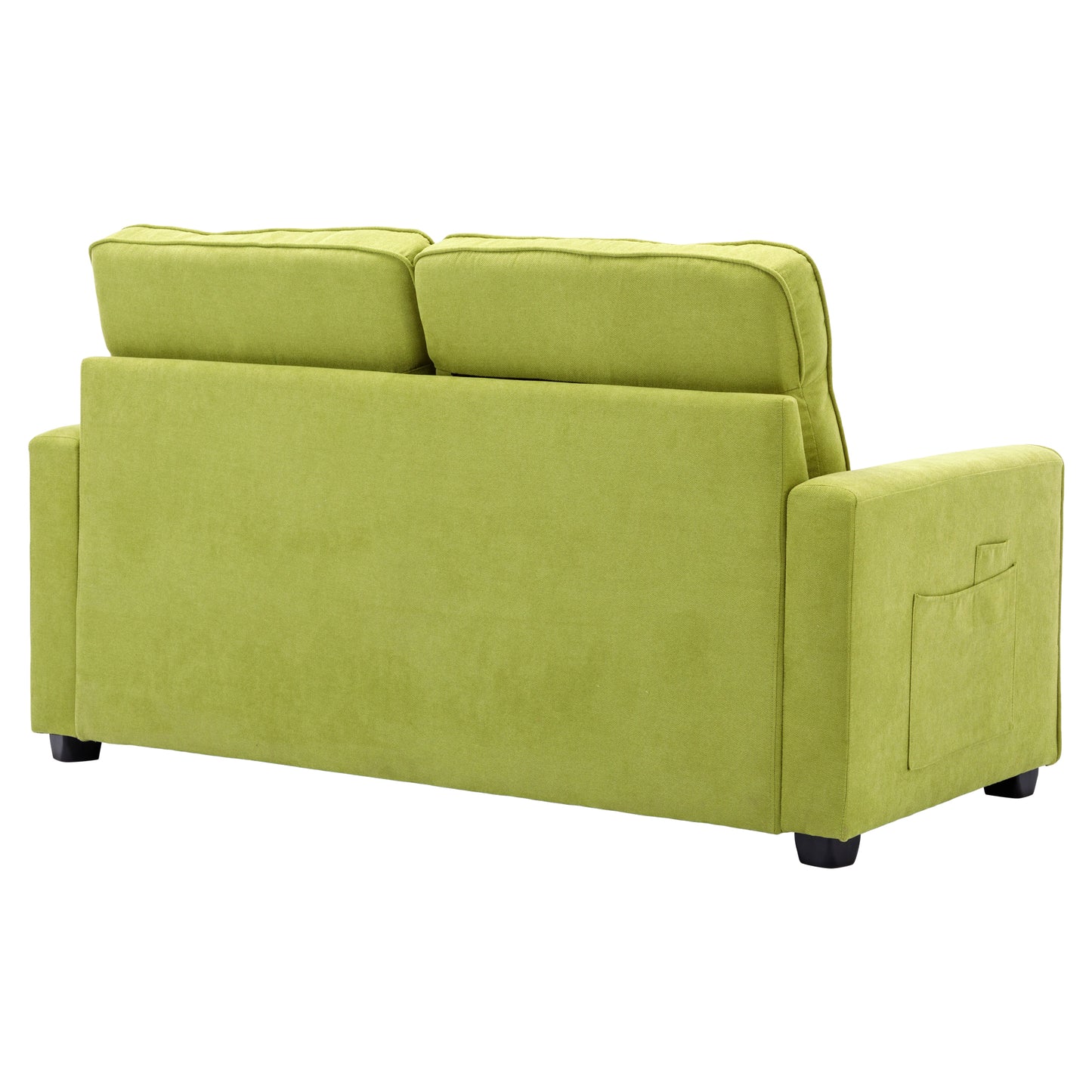 Loveseat Sofa with Pull-Out Bed, Green Chenille Upholstery