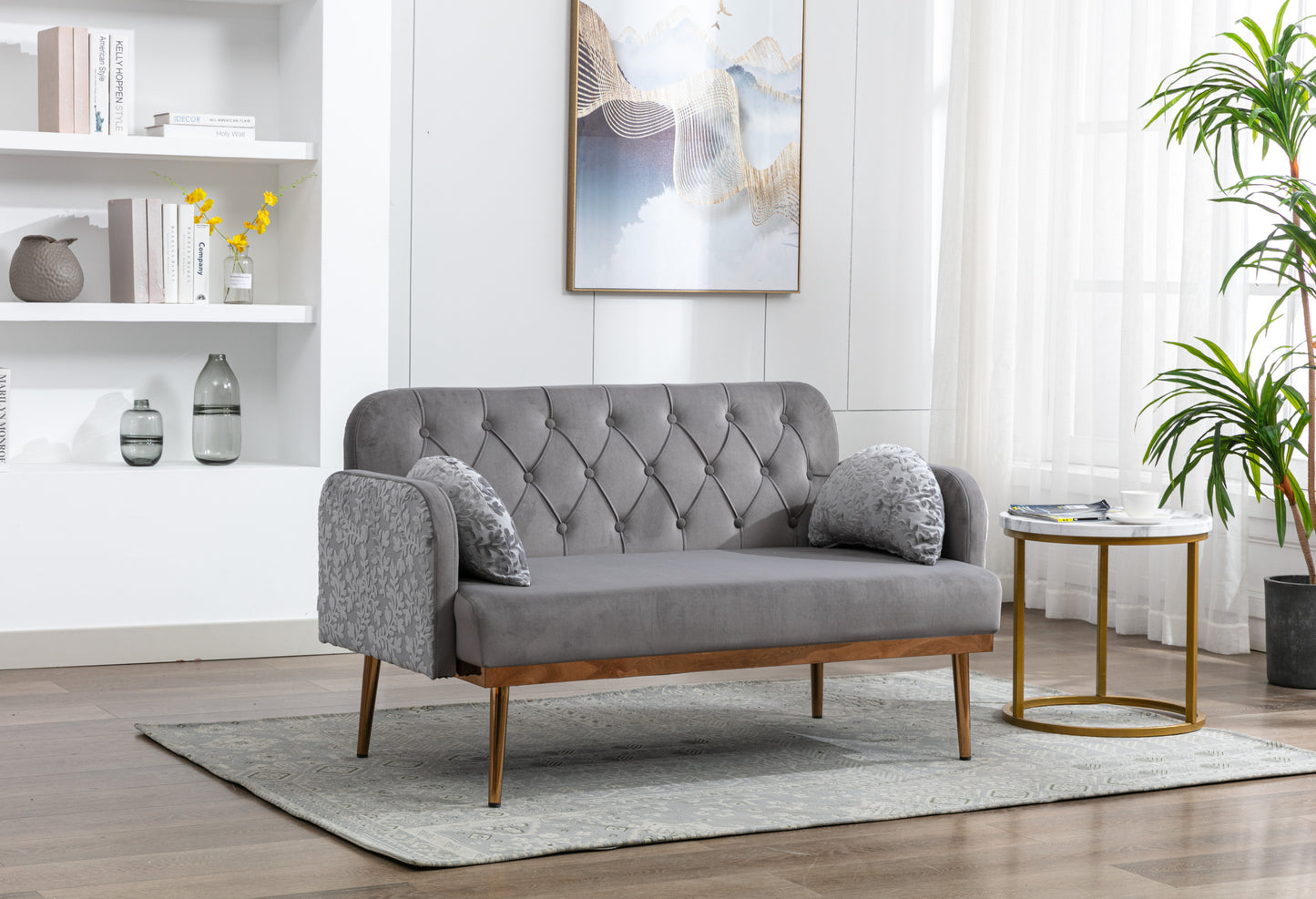 Velvet  Sofa , Accent sofa .loveseat sofa with metal feet