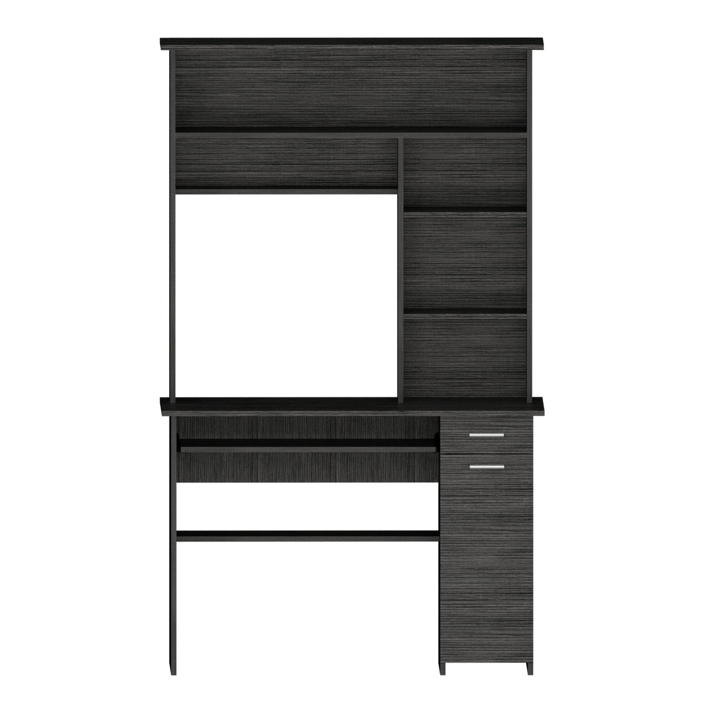 Aberdeen Smokey Oak Computer Desk with Hutch - Stylish Storage Solution