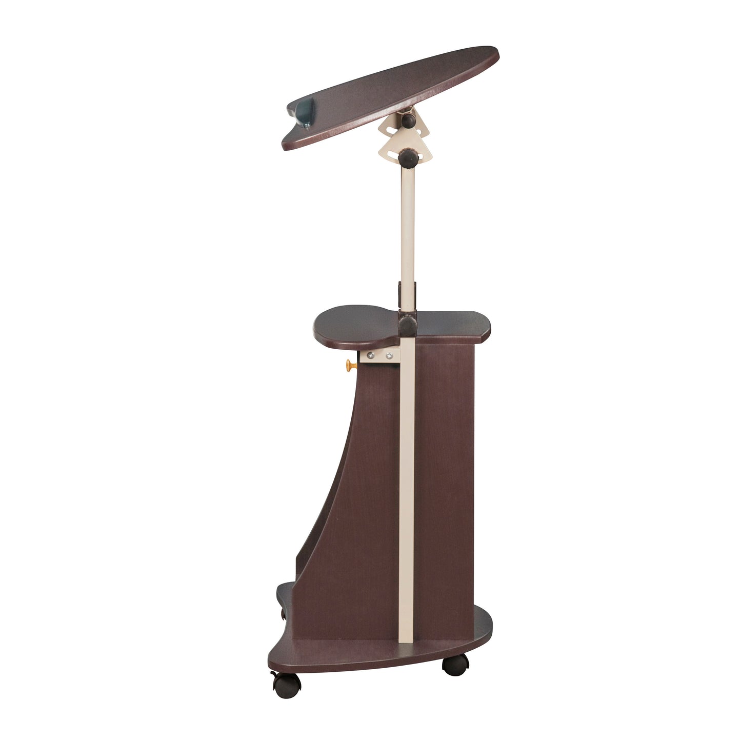 Sit-to-Stand Laptop Cart with Adjustable Height and Storage in Chocolate Finish