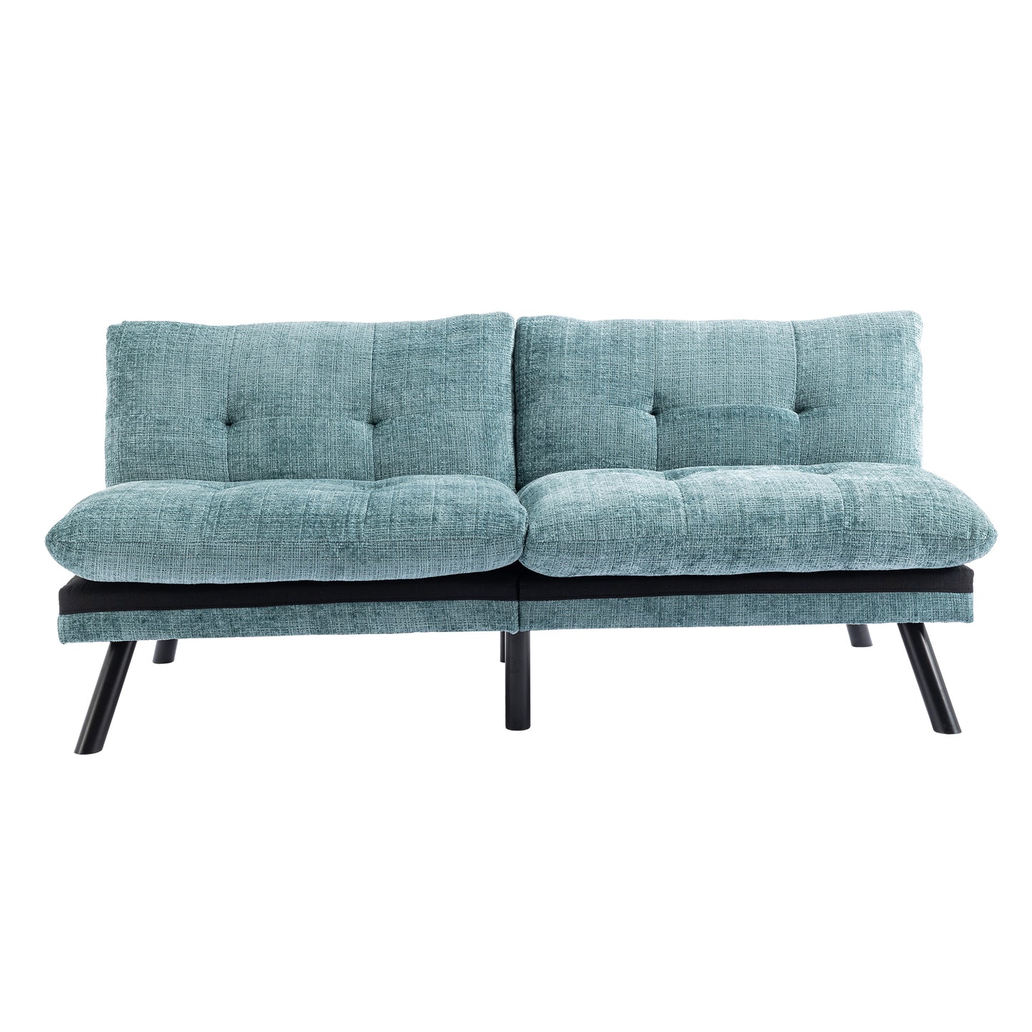 Convertible Sofa Bed  Loveseat Futon Bed Breathable Adjustable Lounge Couch with Metal Legs,Futon Sets for Compact Living Space  Chenille- Mint Green