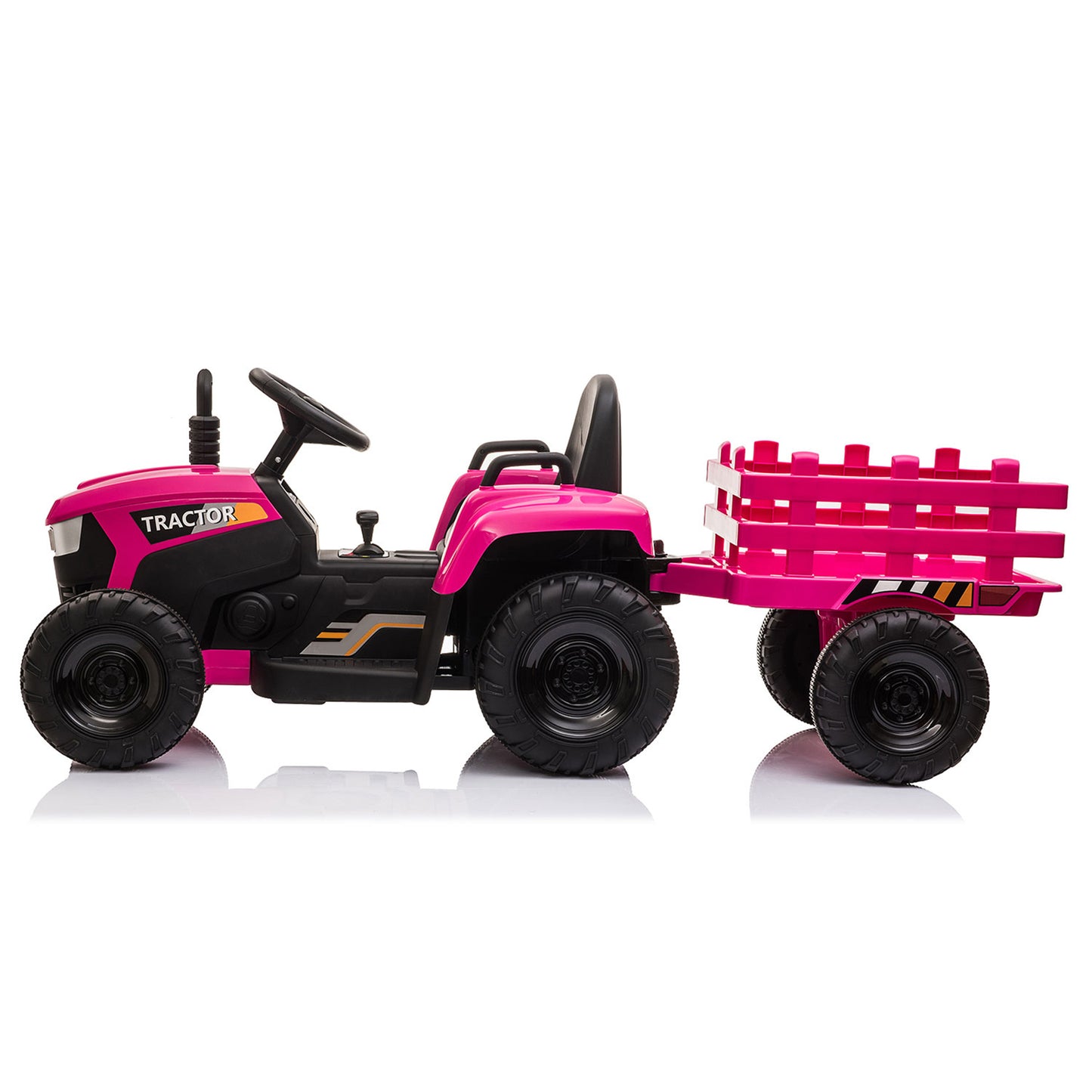 12V Kids Ride-On Tractor with Trailer and Music, Rosy