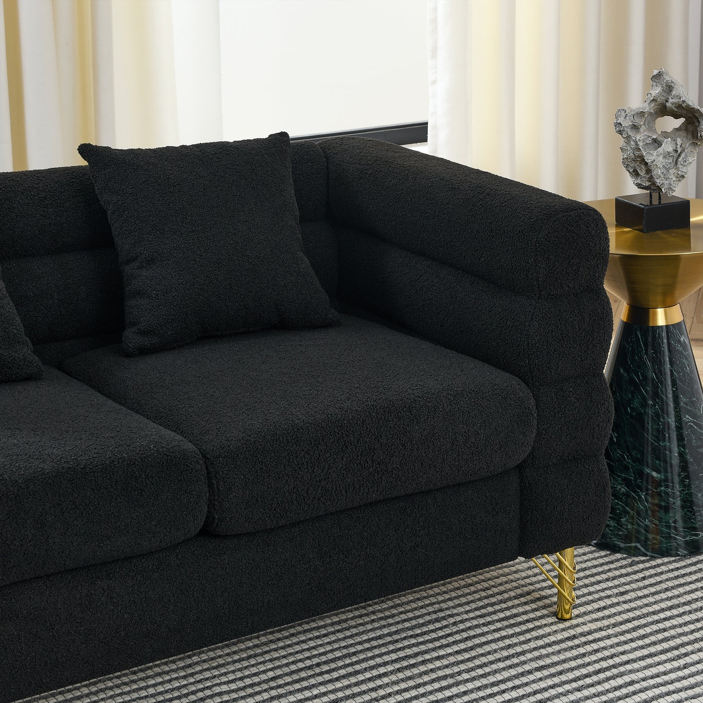 81.5-Inch Streamline Modern Corner Sofa with Metallic Luster Legs and Durable Construction